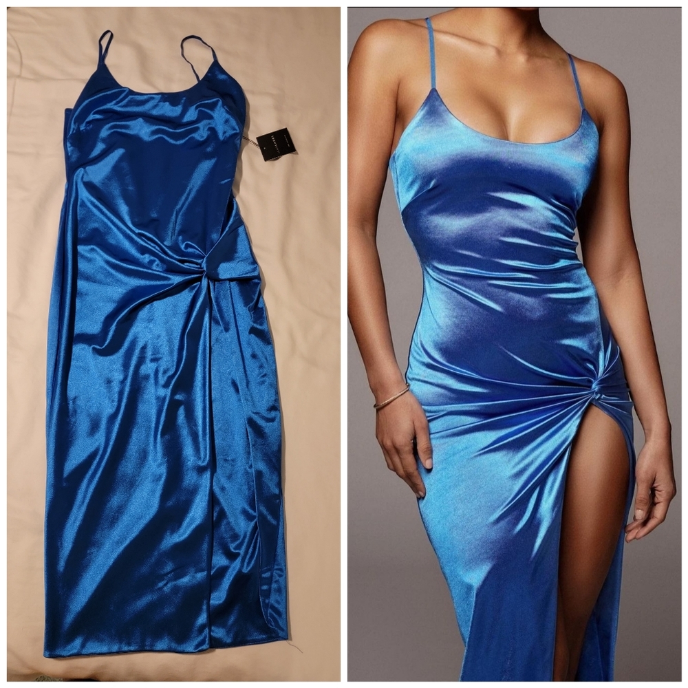 Blue slit dress. Size Large
